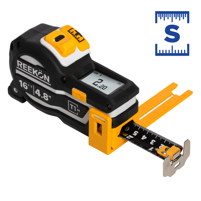 REEKON Split (imperial/metric) T1M Utility digital tape measure, front product view on a white background