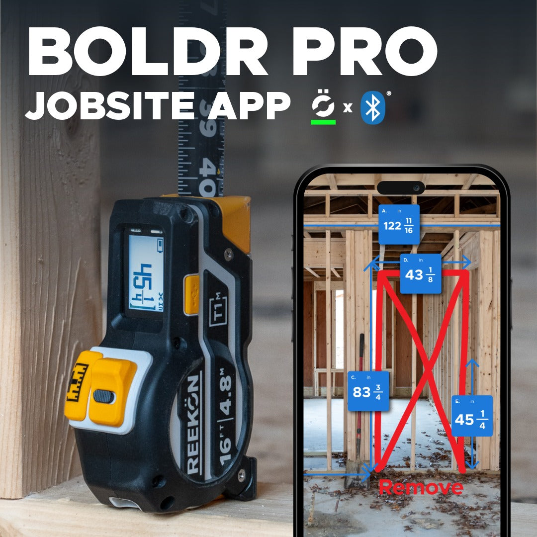 REEKON T1M Utility digital tape measure in use on a jobsite