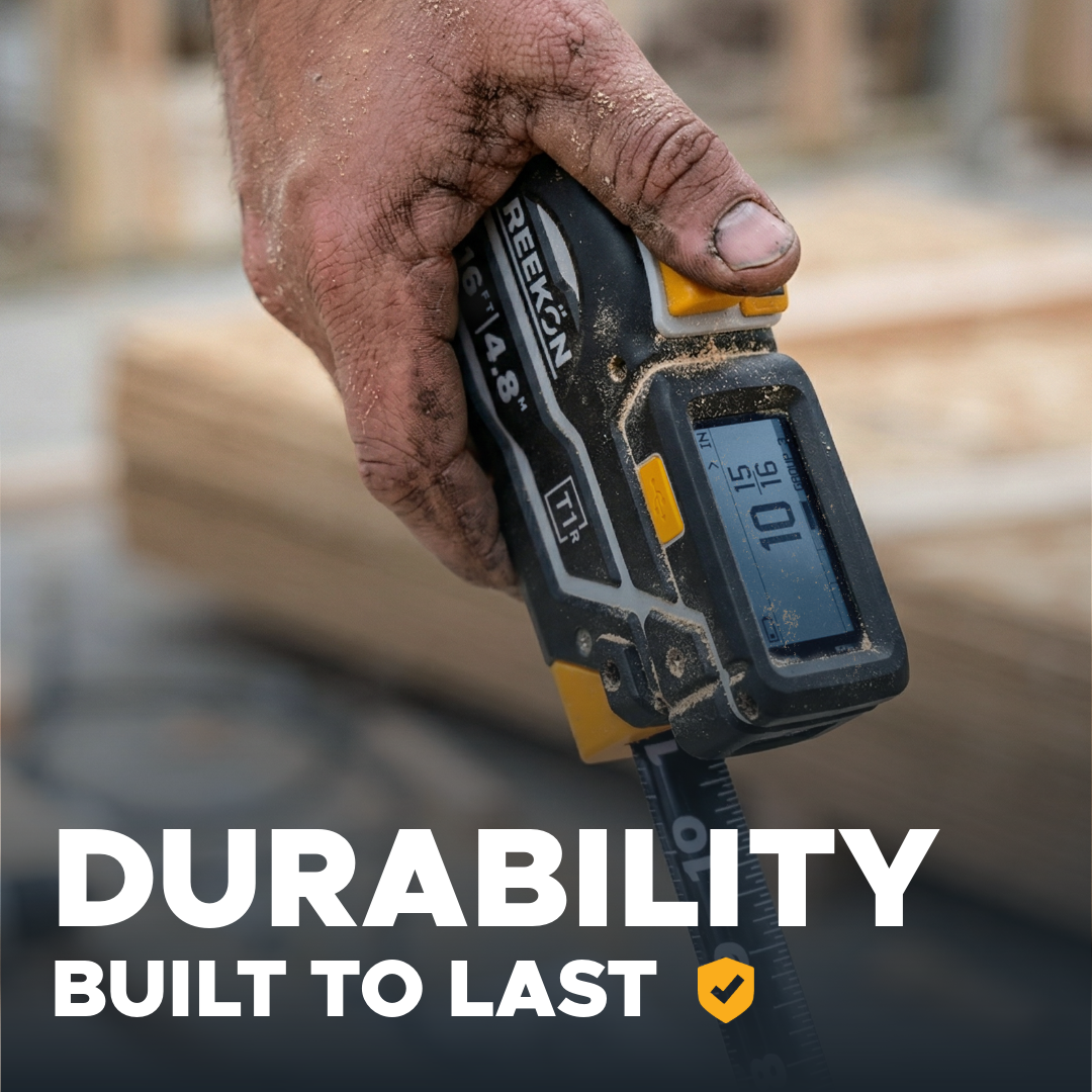 REEKON T1R Range laser tape measure with rugged, drop-resistant overmolded housing