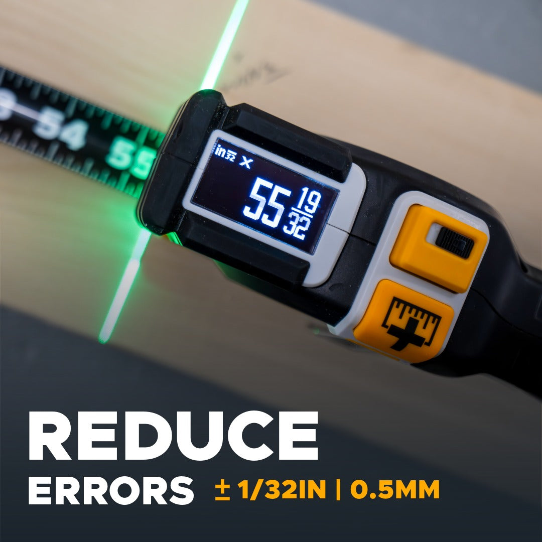 REEKON T1 Tomahawk digital tape measure in use on a jobsite