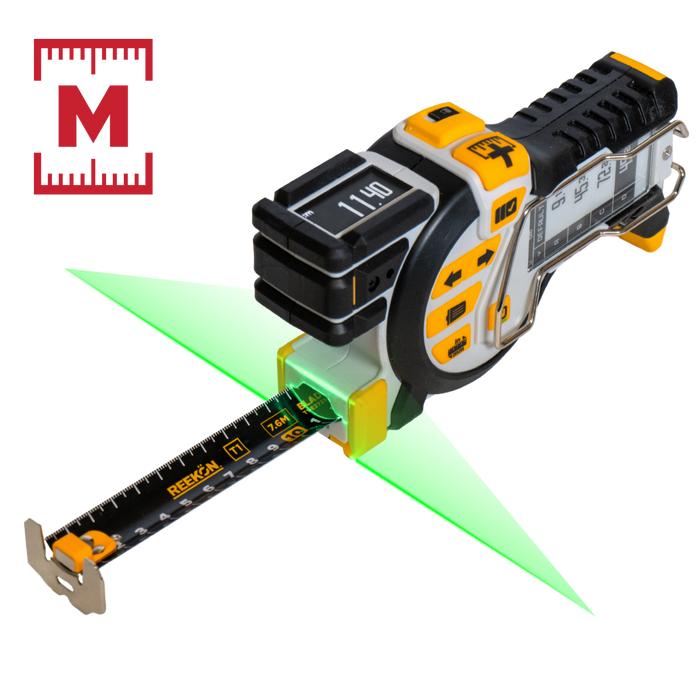 REEKON Metric T1 Tomahawk digital tape measure, front product view on a white background
